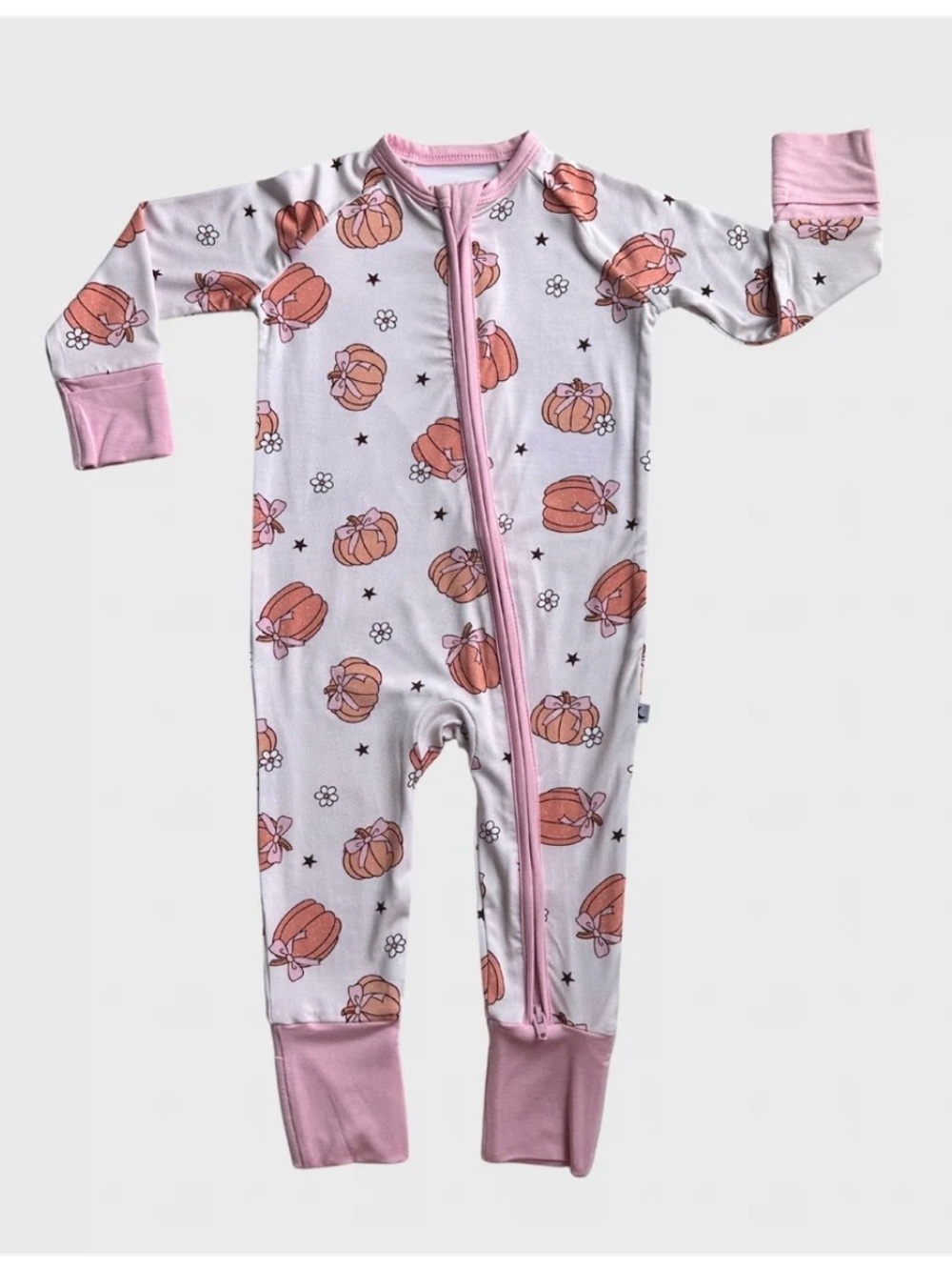 Baby Girls Pink Pumpkin Bamboo One-Piece